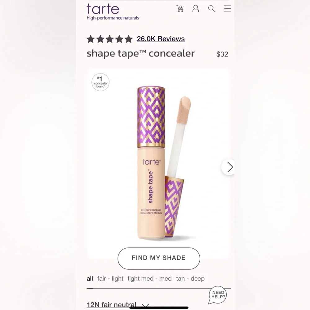 tarte shape tape concealer - 12n fair neutral